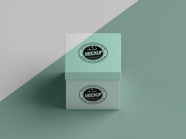 High Angle Of Packaging Box Mock-Up Psd