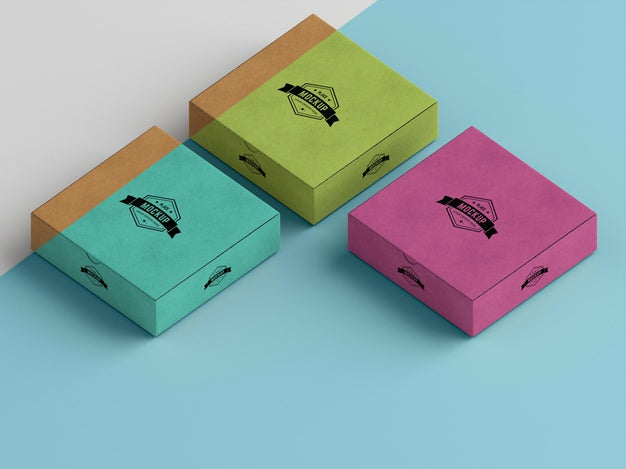 High Angle Of Packaging Box Mock-Up Psd