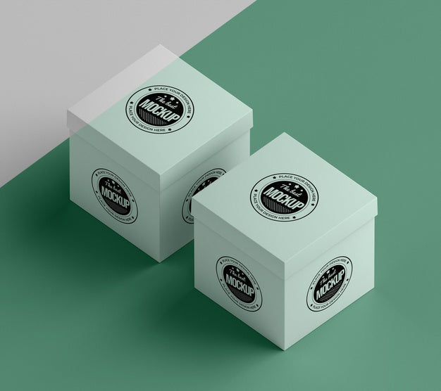 High Angle Of Packaging Box Mock-Up Psd