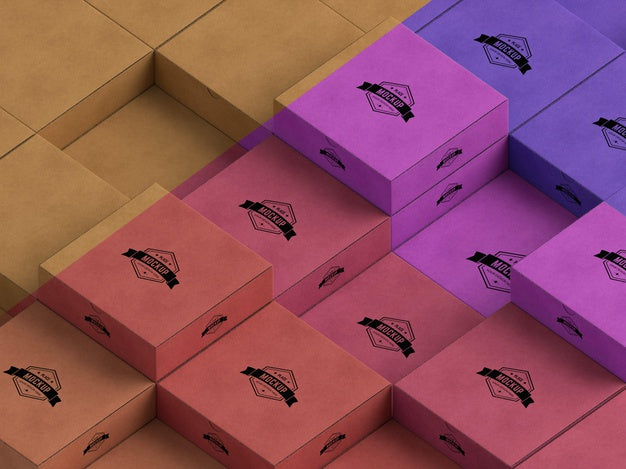High Angle Of Packaging Box Mock-Up Psd
