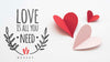 High Angle Of Paper Hearts With Love Message Psd