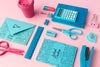 High Angle Of School Supplies Collection Mock-Up Psd