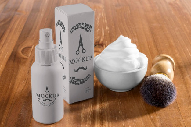 High Angle Of Shaving Foam And Brush Psd