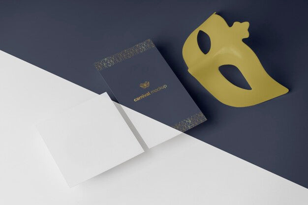 High Angle Of Simplistic Carnival Invitation With Mask Psd