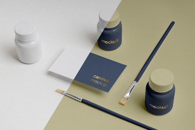 High Angle Of Simplistic Carnival Invitation With Paint Brush Psd