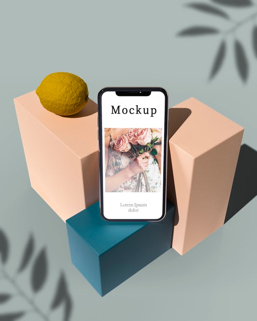 High Angle Of Smartphone With Lemons Psd