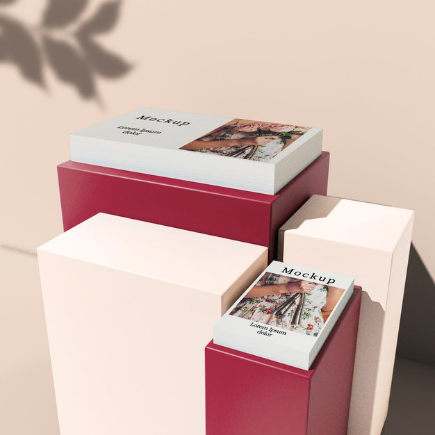 High Angle Of Stacked Cards On Blocks Psd