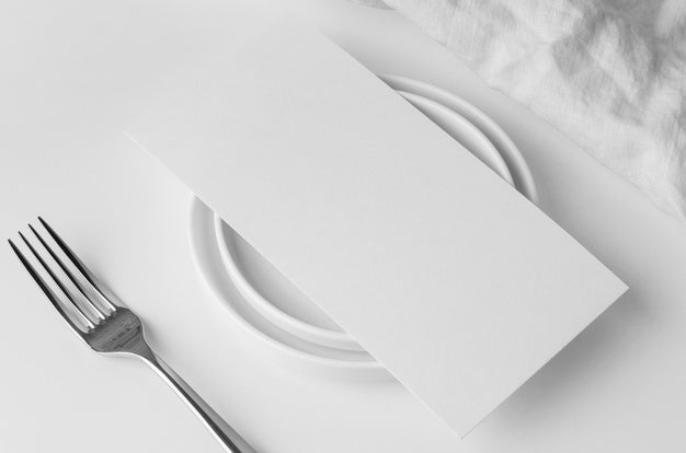 High Angle Of Table Arrangement With Plates And Spring Menu Mock-Up Psd