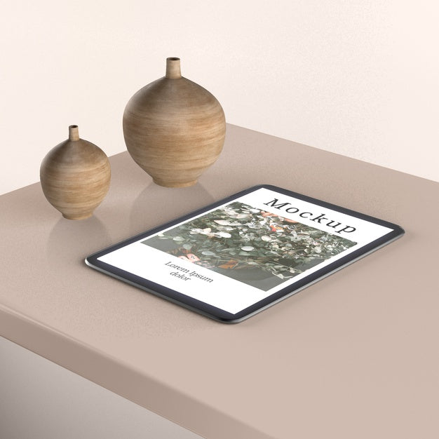 High Angle Of Vases Mock-Up Psd