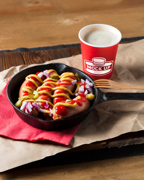 High Angle Pan With Sausages Psd