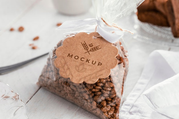 High Angle Pastry In Transparent Packaging Psd