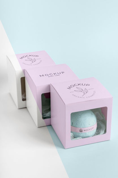 High Angle Pink Boxes Branding Psd