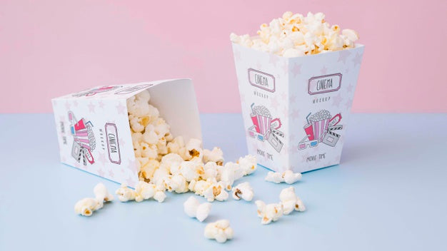 High Angle Popcorn In Cups Psd