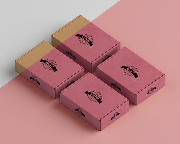 High Angle Red Boxes Arrangement Psd