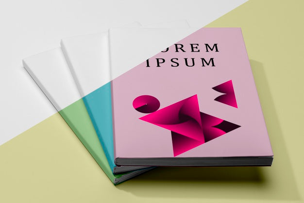 High Angle Stack Of Books Mock-Up Psd