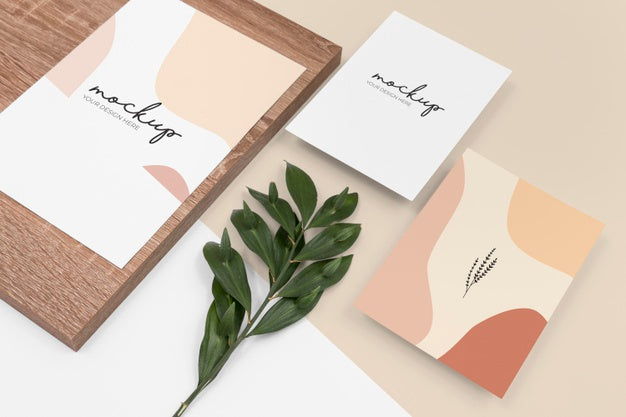 High Angle Stationery And Wood Assortment Psd
