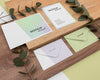 High Angle Stationery Mockup With Leaves Psd