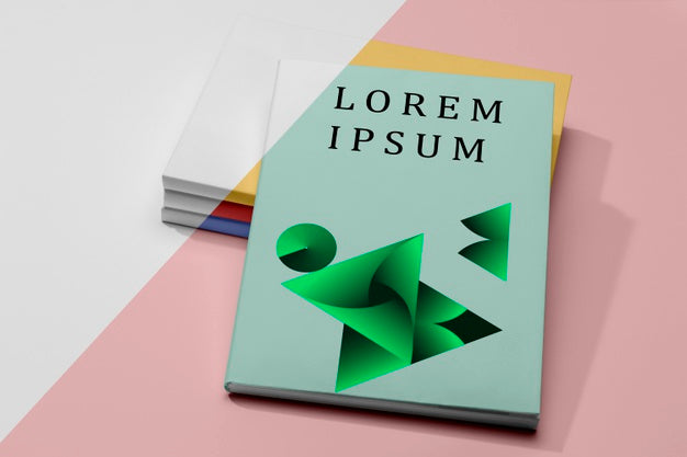 High Angle Tower Of Books With Gradient Shapes Psd