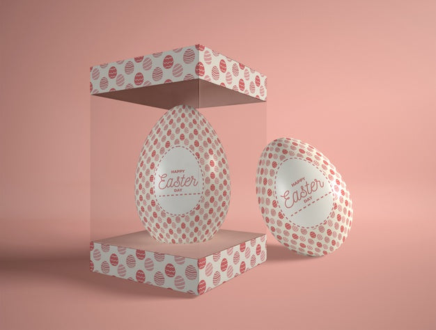 High Angle Transparent Box With Easter Egg Psd