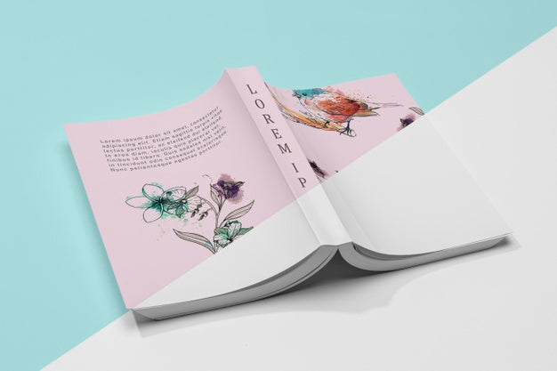High Angle Turned Over Open Book Mock-Up Psd