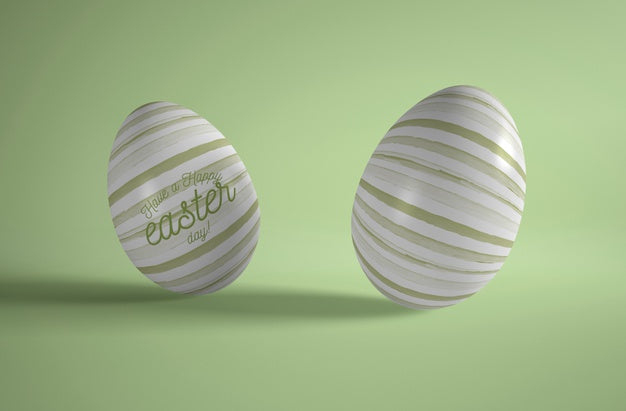High Angle Two Easter Eggs On Table Psd