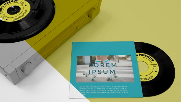 High Angle Vinyl Records Mock-Up Composition Psd