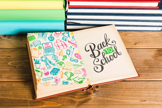 High View Back To School With Open Book Psd