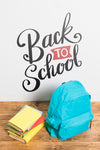 High View Backpack With Pile Of Books Psd