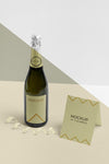 High View Card With Champagne Bottle Mock-Up Psd