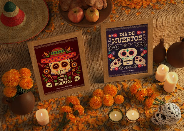 High View Day Of Dead Traditional Mexican Mock-Ups Psd