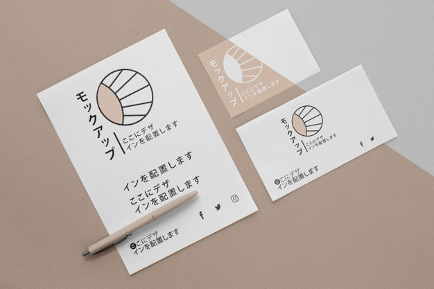 High View Different Types Of Asian Mock-Up Document Psd