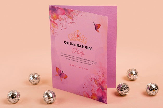 High View Floral Sweet Fifteen Invitation Psd