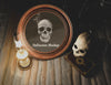 High View Halloween Round Frame With Skull Psd
