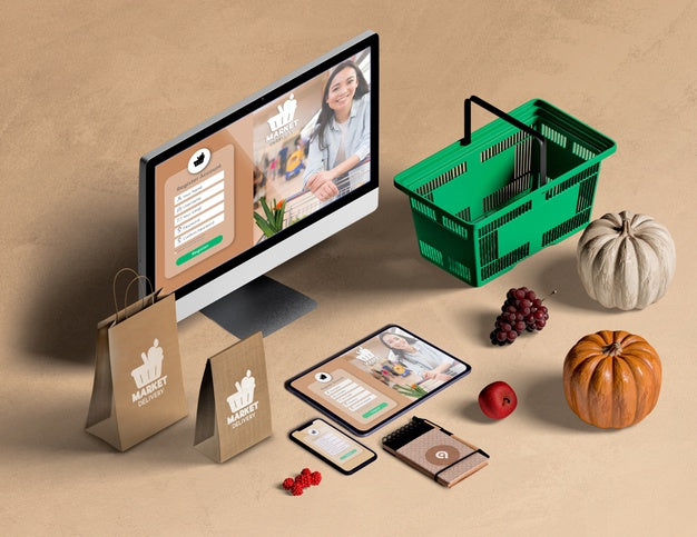 High View Mock-Up Home Groceries Psd
