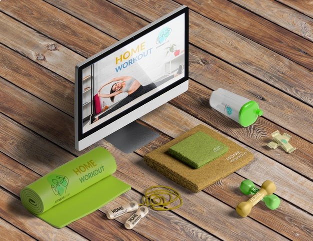 High View Mock-Up Home Workout Psd