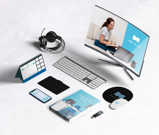 High View Mock-Up Work From Home Psd