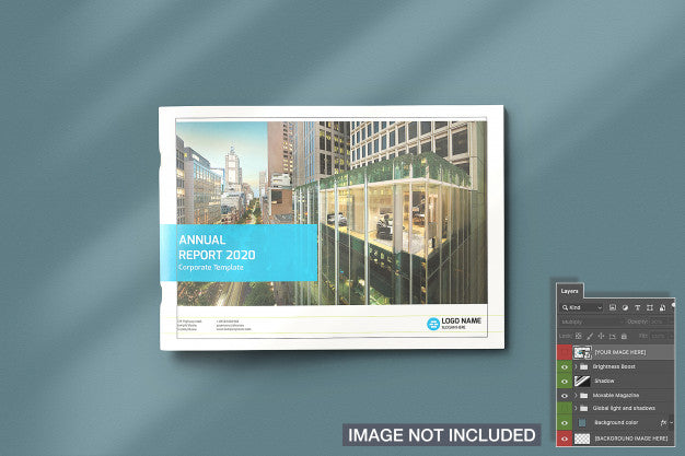 High View Of Closed Landscape Magazine Mockup Psd