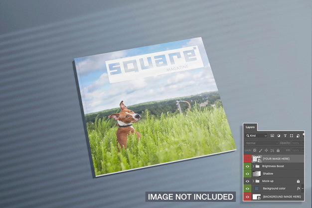 High View Of Closed Square Magazine Mockup Psd