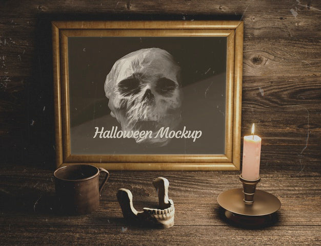High View Skull With Dark Ages Elements Psd