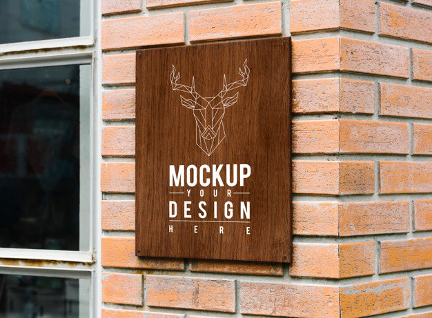 Hipster Shop Sign Mockup With An Elk Motif Psd