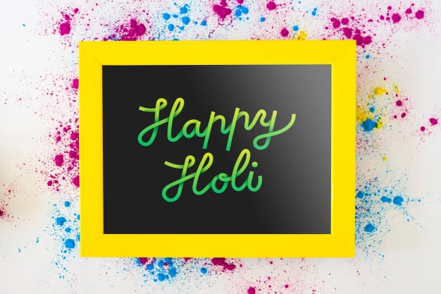 Holi Festival Mockup With Frame Psd