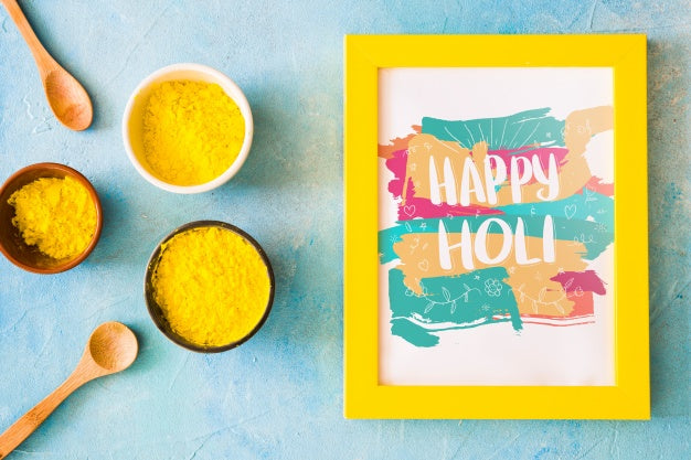 Holi Festival Mockup With Frame Psd