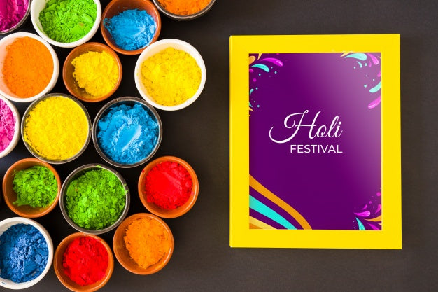 Holi Festival Mockup With Frame Psd