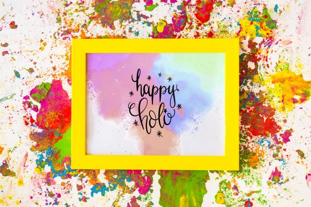 Holi Festival Mockup With Frame Psd