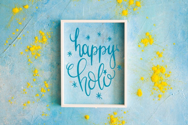 Holi Festival Mockup With Frame Psd