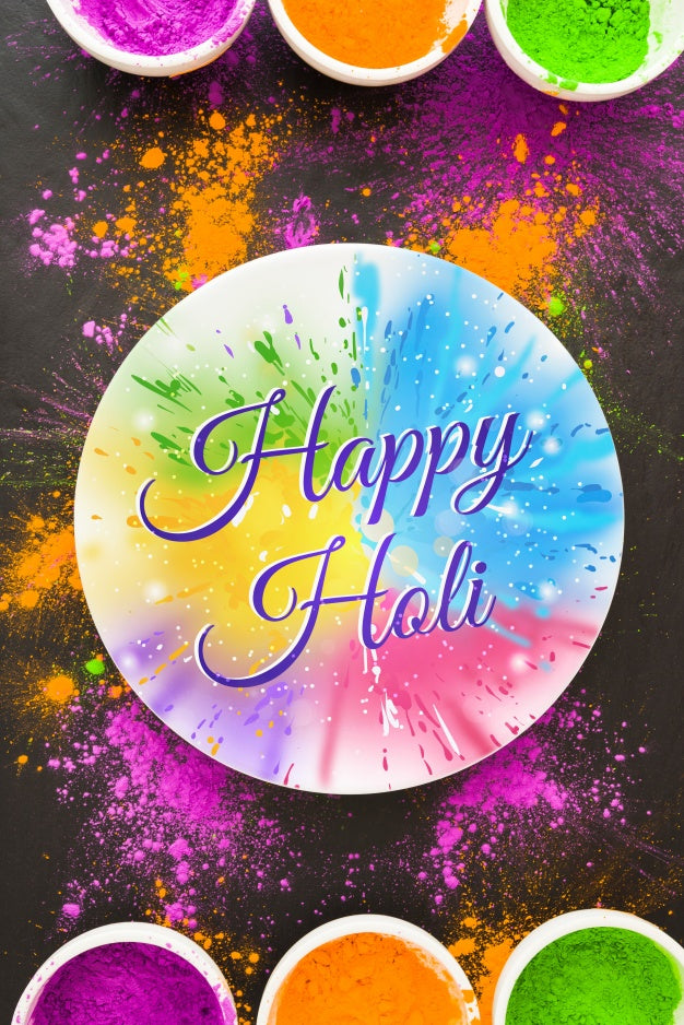 Holi Festival Mockup With Round Plate Psd