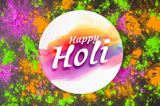 Holi Festival Mockup With Round Plate Psd