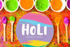 Holi Festival Mockup With Round Plate Psd