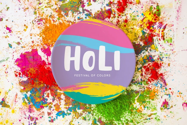 Holi Festival Mockup With Round Plate Psd