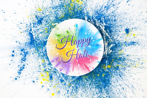 Holi Festival Mockup With Round Plate Psd